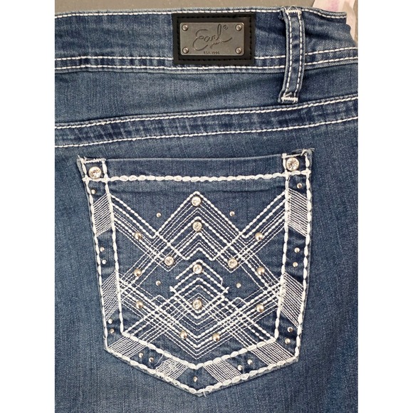 Earl Jean Skinny Jeans Womens y2k18W Medium Wash Embellished Excellent Stretch - Picture 7 of 10